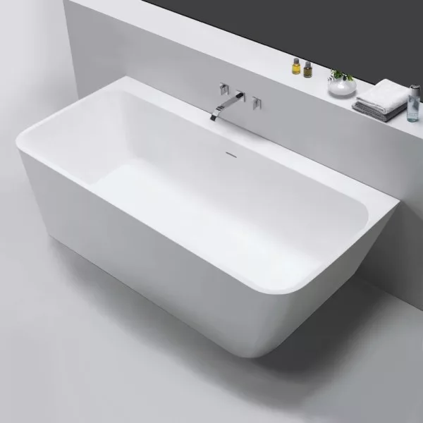 Baignoire semi-ilot moderne en Solid Surface de la Collection MATE, offrant un design élégant et contemporain, disponible à l'achat et à la livraison.