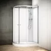 Cabine de douche asymétrique blanche, dimensions 120 x 90 x 211 cm, de la collection SILVER, disponible à l'achat et pour livraison.