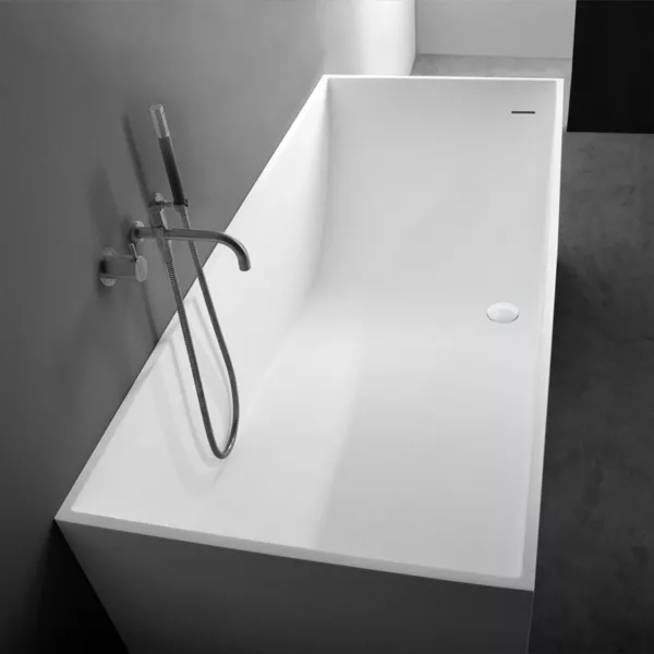 Baignoire îlot en Solid Surface de 180 x 76 x 58 cm, élégante et moderne, disponible à l'achat et à la livraison.