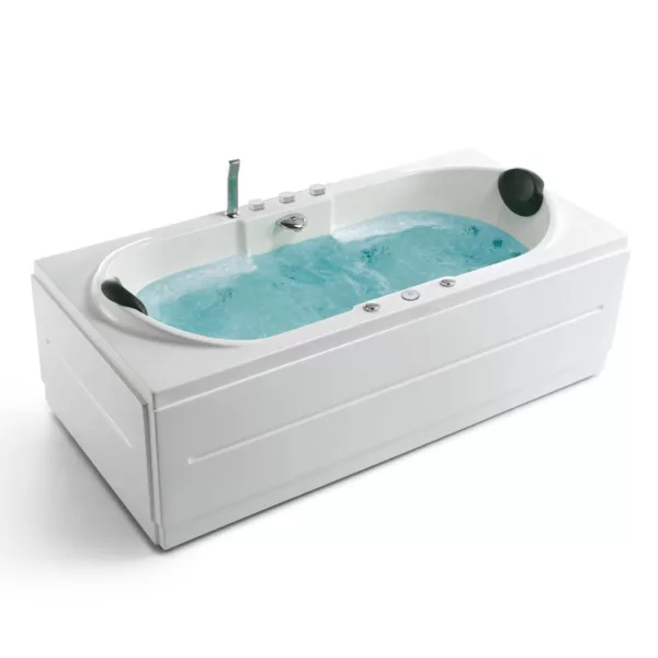 Baignoire balnéo rectangulaire IMASSAGE de dimensions 180 x 80 cm, adaptée pour deux personnes, équipée d'un système de massage à eau et air avec une pompe puissante, disponible à l'achat et pour livraison.