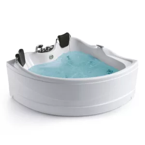 Baignoire balnéo d'angle IMASSAGE pour 2 personnes, dimensions 150 x 150 cm, équipée d'un système Eau Air, disponible à l'achat et à la livraison.