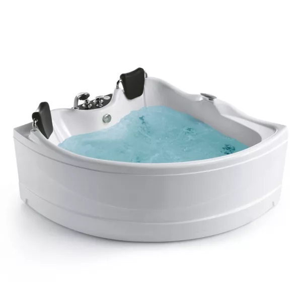 Baignoire balnéo d'angle IMASSAGE pour 2 personnes, dimensions 150 x 150 cm, équipée d'un système Eau Air, disponible à l'achat et à la livraison.